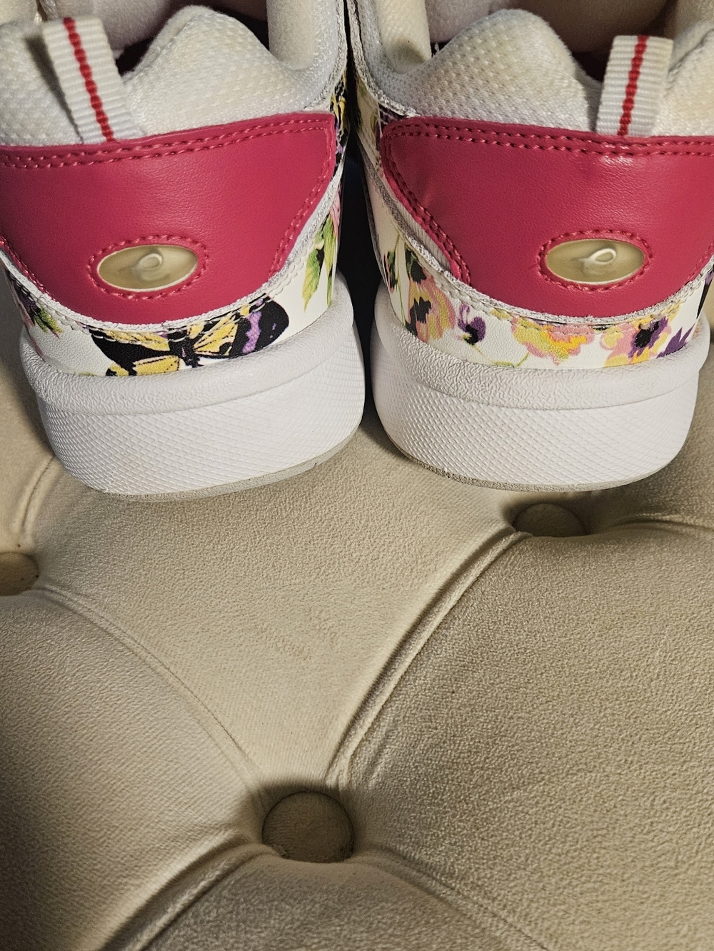 Easy Spirit Floral Lace-Up Sneakers in White with Pink and Purple Accents - Picture 3 of 4